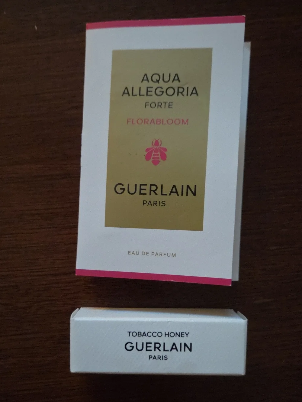 2 GUERLAIN PARIS SAMPLES TRAVEL TOBACCO HONEY & AQUA ALLEGORIA FORTE FLORABLOOM
